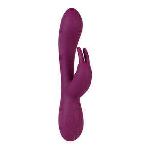 Vibratore del coniglio del clitoride del punto g del silicone viola del caricatore usb elettrico delle donne - Product Image 1