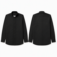 Chemise à col prêtre pour homme, chemise de cérémonie à manches longues avec poche poitrine, infroissable, uniforme d'église, tenue formelle