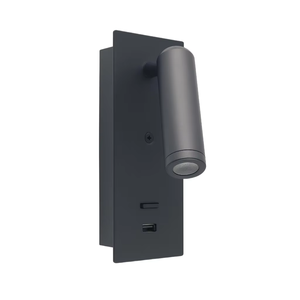 Lampe <span class=keywords><strong>de</strong></span> chevet <span class=keywords><strong>LED</strong></span> <span class=keywords><strong>pour</strong></span> hôtel 85-265V, <span class=keywords><strong>applique</strong></span> murale réglable avec interrupteur (noir) - Product Image 1