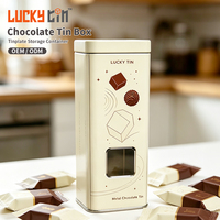 Boîte en métal pour chocolat Lucky Tin avec fenêtre, logo personnalisé, OEM, emballage cadeau pour biscuits, vente en gros, qualité alimentaire, en vrac, marque privée