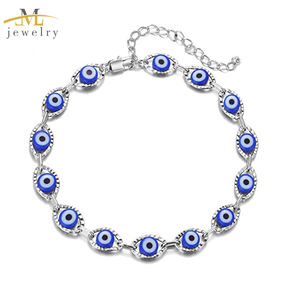 JML Hot Sale 14 Karat vergoldet versilbert Türkisch Evil Eyes Fußkettchen Perlen Armband für Mädchen Vintage Schmuck Oro Laminado Mujer Brazalete - Product Image 3