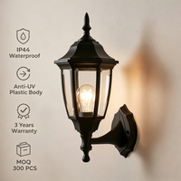 Lanterne murale vintage d'extérieur, vente en gros, support de lampe E27, style traditionnel, diffuseur PC IP44, étanche, pour jardin, patio, allée