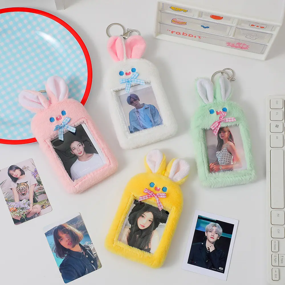 high quality id job card holder designer cute plush kpop photo collection holder plush photocard pouch