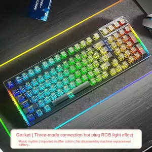 F98 personalizzabile RGB Wireless Bluetooth tastiera meccanica ad alta aspetto E-sport gioco trasparente in tre modalità Hot-Swappable - Product Image 3