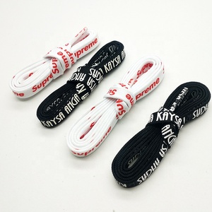 Wholesale <strong>Bulk</strong> Custom Flat Polyester Black and White Printed logo <strong>Shoelaces</strong>
