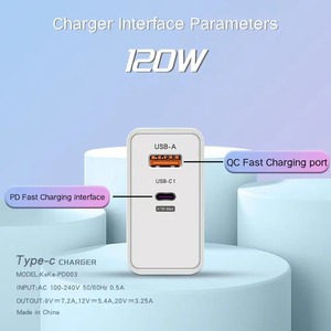 CTX Factory 120W Dual 2 puertos <span class=keywords><strong>USB</strong></span> cargador de carga rápida QC3.0 tipo <span class=keywords><strong>C</strong></span> adaptador de pared para Xiaomi para iPhone 16 Pro Max otra celda - Product Image 6