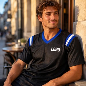 Maillot de football décontracté à manches raglan, imprimé numérique personnalisé, color-block, 100 % polyester, anti-humidité, séchage rapide, extensible dans quatre directions, vente en gros - Product Image 5