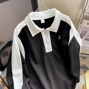 Supporto per la personalizzazione di un articolo con blocco colore sportivo a maniche lunghe <span class=keywords><strong>Polo</strong></span> da uomo ampio Set di due pezzi di marca alla moda - Product Image 3