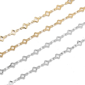 โซ่คล้องโคลเวอร์กลวงพร้อมมิเตอร์ | 18K PVD ชุบทองสแตนเลสดอกไม้เรขาคณิตสำหรับทำสร้อยข้อมือ DIY สร้อยคอ - Product Image 5