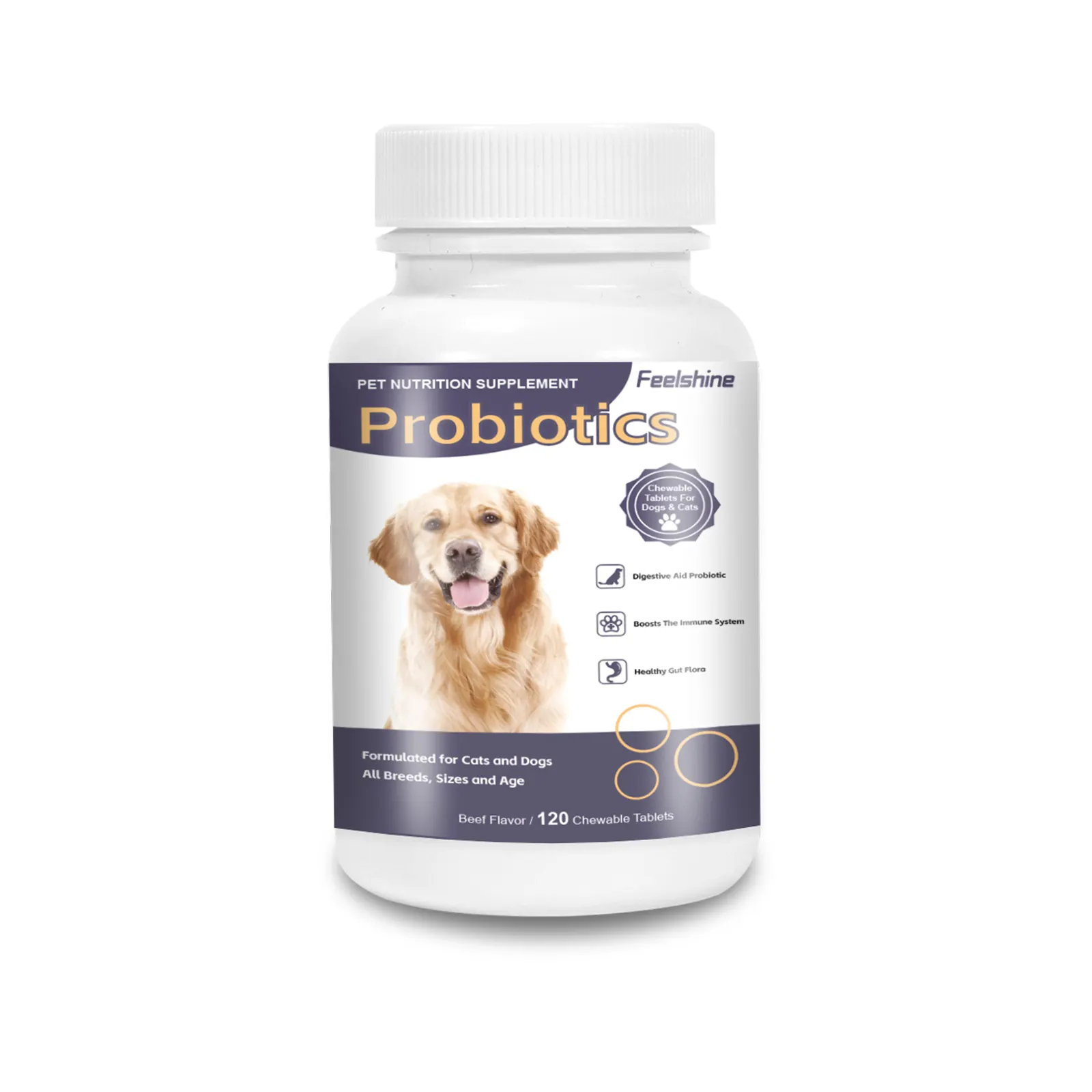 Suplementos probióticos OEM para Salud Digestiva, tabletas probióticas masticables para perros