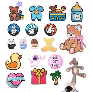 IRon <b>On</b>/<b>Sew</b> <b>on</b> Kawaii Embroidered Cartoon Baby Feeder Gift Box Clothing Bear <b>Patch</b> for Kids Clothes Hat Bag Decoration - Product Image 1