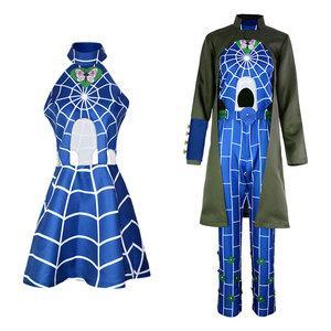 Costume de cosplay JoJo's Bizarre Adventure Jolyne Kujo, ensemble bleu avec motif toile d'araignée, tenue de jeu de rôle anime pour adultes - Product Image 1