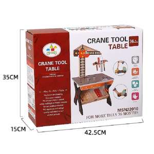 Table à outils de grue mécanique en bois, jouet d'établi, assemblage éducatif précoce, jouets en hêtre pour enfants - Product Image 6