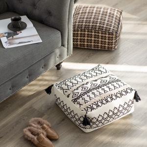 Modern Moroccan Style <strong>Pouf</strong> Cover Living Room Use Tufted Square Ottoman Stool Home Decorative Printed <strong>Pouf</strong> Cover for Sofa - Product Image 2