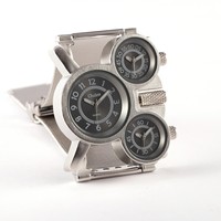 Montre à quartz pour homme Y2K vintage rétro, bracelet en maille acrylique, cadran à aiguilles de 50 mm, épaisseur de 10 mm, plusieurs fuseaux horaires, forme de dessin animé