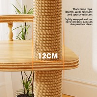 Arbre à chat en bois massif multicouche avec poteau à griffer fixé au plafond, espace multifonctionnel, panier « capsule spatial