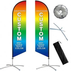 Bandera de Playa Promocional Publicitaria de Doble Cara con Logotipo Personalizado, Juego de Banderas con Base y Asta para Juegos y Ceremonias de Apertura - Product Image 1