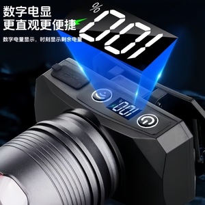 Lampe frontale LED rechargeable en alliage d'aluminium, lumière blanche à intensité variable, portable pour la pêche et les activités de plein air - Product Image 4