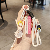 Porte-clés personnalisé poupée ballerine, figurine de danseuse 3D, pendentif de sac, cordon de poignet, souvenir de danse, porte-clés OEM