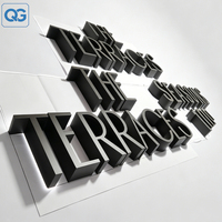 Enseigne métallique 3D personnalisée, lettres en acier inoxydable rétroéclairées, frontales ou non éclairées, logo LED avec support de base pour magasin