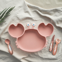 Assiette en silicone durable, sans BPA, écologique, de qualité alimentaire, avec ventouse, bol à coller sur la table, design mignon pour enfants, anime