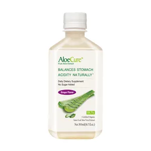 AloeCura jus murni dukungan pencernaan kesehatan minuman segar organik lidah buaya daun dalam Gel 99% murni jus lidah buaya bebas gula