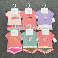 Ensemble de vêtements d'été pour bébés garçons et filles, 4 pièces, t-shirt à manches courtes en coton et short à imprimé floral, vêtements pour enfants