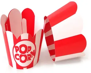 Popcorn Cupcake Wrappers - Red and White Striped - Cute Circus Party Supplies and Carnival Decorations