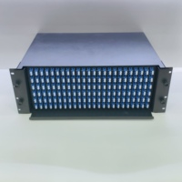 Montado en Rack 19 pulgadas 144 puertos 288 núcleos de fibra FTTH Panel de conexión óptica caja de terminación de empalme con adaptador LC UPC y coletas