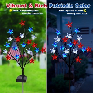 Le festival de la fête de l'indépendance des États-Unis branche d'arbre à énergie solaire montée au sol rouge bleu blanc étoile à <span class=keywords><strong>cinq</strong></span> branches lumières décoratives - Product Image 3