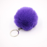 Vente en gros de porte-clés boule bouffante ronde de 8cm porte-clés pour femmes mignon doux fausse fourrure de lapin Pom Pom porte-clés