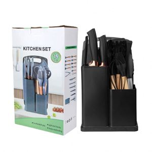 Juego de utensilios de cocina de silicona KitchenBliss de 19 piezas con mango de madera, tabla de cortar y cubo de almacenamiento, juego de cuchillos de cocina - Product Image 5