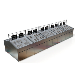 Étagère de supermarché robuste en acier inoxydable double face pour la présentation des fruits de mer et des produits - Product Image 2