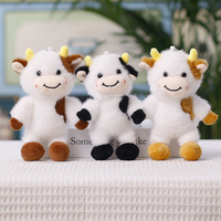 En gros, Porte-clés en peluche vache tachetée mignonne, animal en peluche doux, breloque de sac, pendentif de sac à dos, mini jouet, cadeau