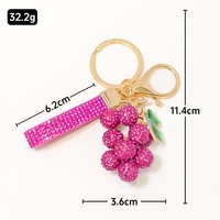 Porte-clés Raisin tendance avec strass, en alliage de zinc et cordon en cuir, pendentif DIY - Cadeau d'affaires de Chine