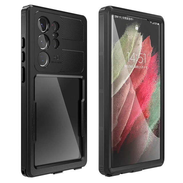 New Design Rugged PC+TPU Full Sealing Phone Case Waterproof for Samsung S23 Ultra With Built-In Screen Protector Cover