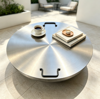 Brasero d'extérieur moderne avec couvercle fonctionnel amovible, transformable en table d'appoint, construction en acier inoxydable pour le camping