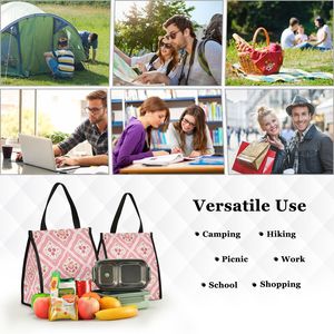 Custom Pink Diamond Insulated Office Travel Cooling Soft Tote Box Lunchbag Picnic Thermal Ice Lunch Cooler Bag for Food Delivery - Product Image 6