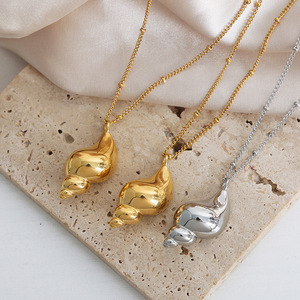 สร้อยคอจี้รูปเปลือกหอยสไตล์วันหยุด ทำจากไทเทเนียมสตีล - Product Image 2