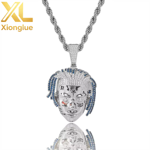 Punk Unisex American <b>Rapper</b> Singer XXXTentacion Head Pendant Copper Alloy Natural Zircon <b>Chain</b> Necklace Gold Iced Hip Hop - Product Image 5