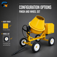 Bétonnière diesel 280L, mini-mélangeur de ciment portable pour entrepreneur en bâtiment