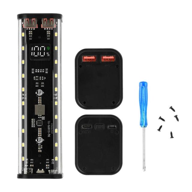 Mech Transparent 8-Cell 18650 Battery Box DIY Kit Fast Charging Mobile Power Bank Material Non Welding Power Bank Shell