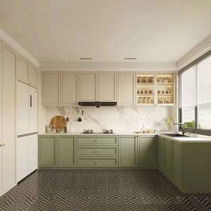 Ensemble de cuisine modulaire de luxe moderne avec comptoirs en marbre et en verre, conception d'îlot de garde-manger personnalisé, importé - Product Image 5