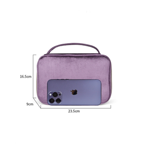 Bolsa de maquillaje de franela de lujo para mujer al por mayor, bolsa de cosméticos de terciopelo personalizada de gran capacidad, logotipo personalizado - Product Image 2