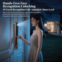 Cerradura Inteligente con Reconocimiento Facial para Puertas Dobles Exteriores - Cerradura Automática para Puerta de Villa, Resistente al Agua y a la Luz Solar