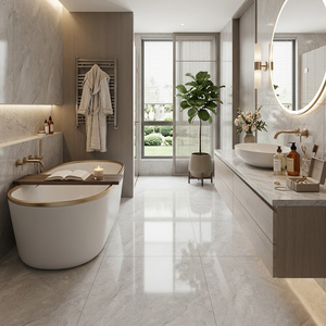 Azulejos de Porcelana para Piso, 60x60cm, Gris Brillante, Cerámica Esmaltada, para <span class=keywords><strong>Suelo</strong></span>, Foshan - Product Image 5
