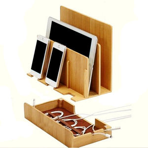 Support en bambou OEM en gros <span class=keywords><strong>pour</strong></span> iPad et téléphone <span class=keywords><strong>portable</strong></span> avec rainure, support de rangement en bambou - Product Image 2