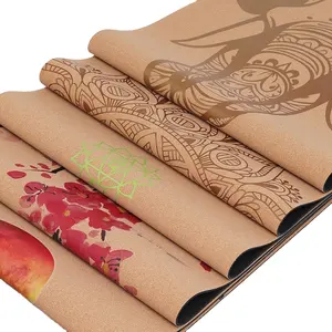 High Quality Eco-Friendly Light-Weight Anti-Slip Yoga Mat with Supplier Printed Logo Natural Cork and Rubber Material