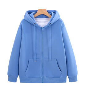 Sweat-shirts à capuche zippés pour hommes, coupe ample, en coton 100%, avec logo personnalisé de haute qualité, impression puff, fermeture éclair - Product Image 4