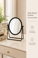 Miroir de maquillage rotatif double face de style européen en métal pour table de toilette de chambre à coucher